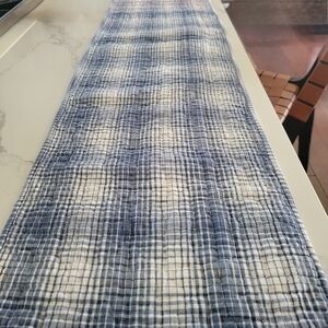 Pottery Barn Blue and White Plaid Table Runner